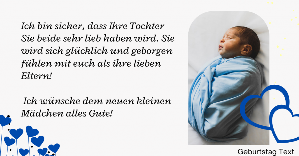 Glückwünsche zur Geburt der Tochter